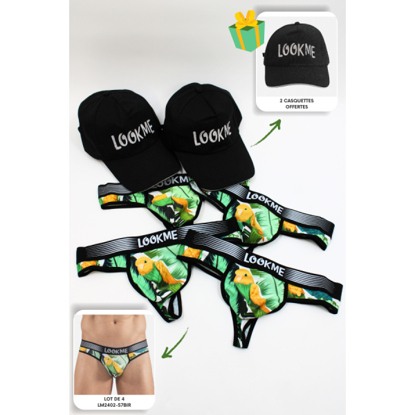 Pack 4 Strings Homme LM2402-57BIR LOOKME + 2 Casquettes Offertes